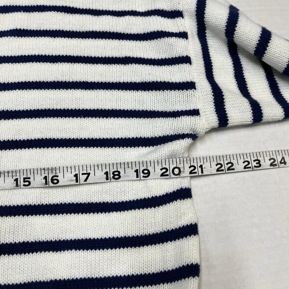 Kerri Rosenthal XOKR Sweater M White Blue Striped Cropped Nexts Smile Is On You - Picture 8 of 9